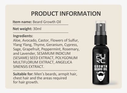 PURC Beard Growth Oil for Men – Nourishing & Soften Beard Grooming Treatment