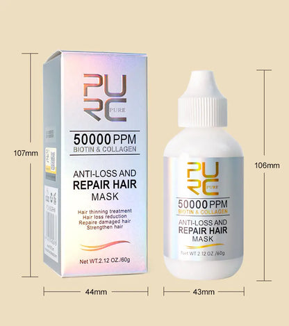PURC Collagen Hair Mask – Biotin Hair Loss Treatment & Repair for Stronger, Smoother Hair