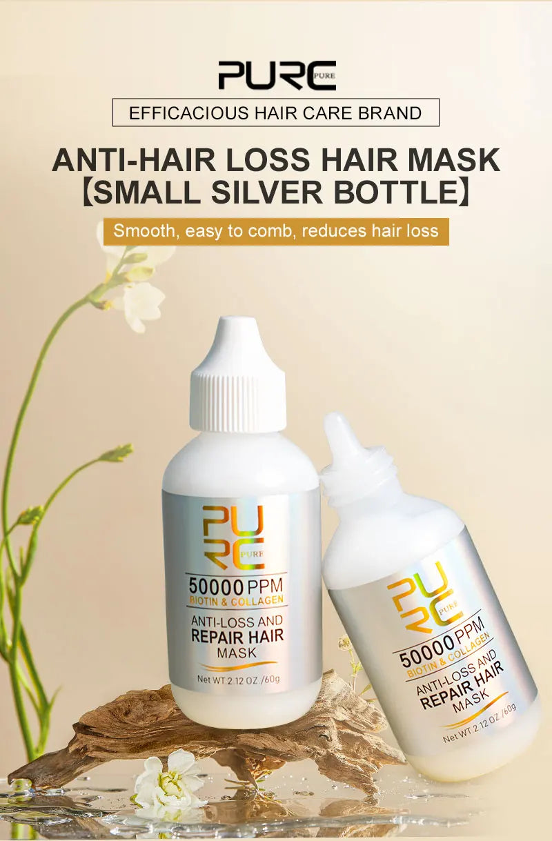 PURC Collagen Hair Mask – Biotin Hair Loss Treatment & Repair for Stronger, Smoother Hair